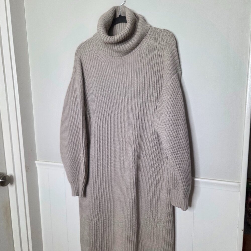 Aritzia Taupe Turtleneck Midi Dress